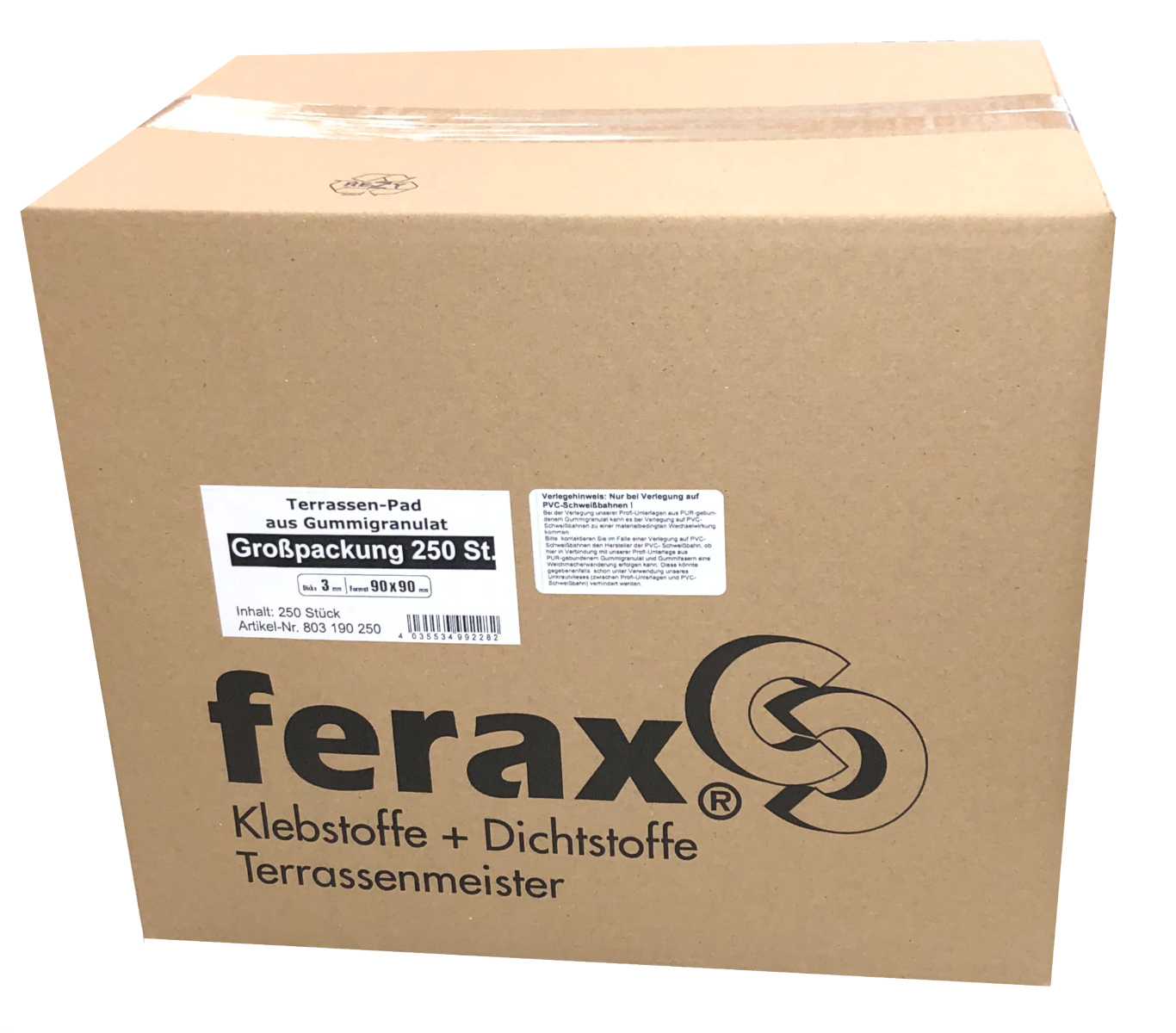 ferax Terrassen-Pad 3x90x90mm, Quadrate, 250/Pak lose